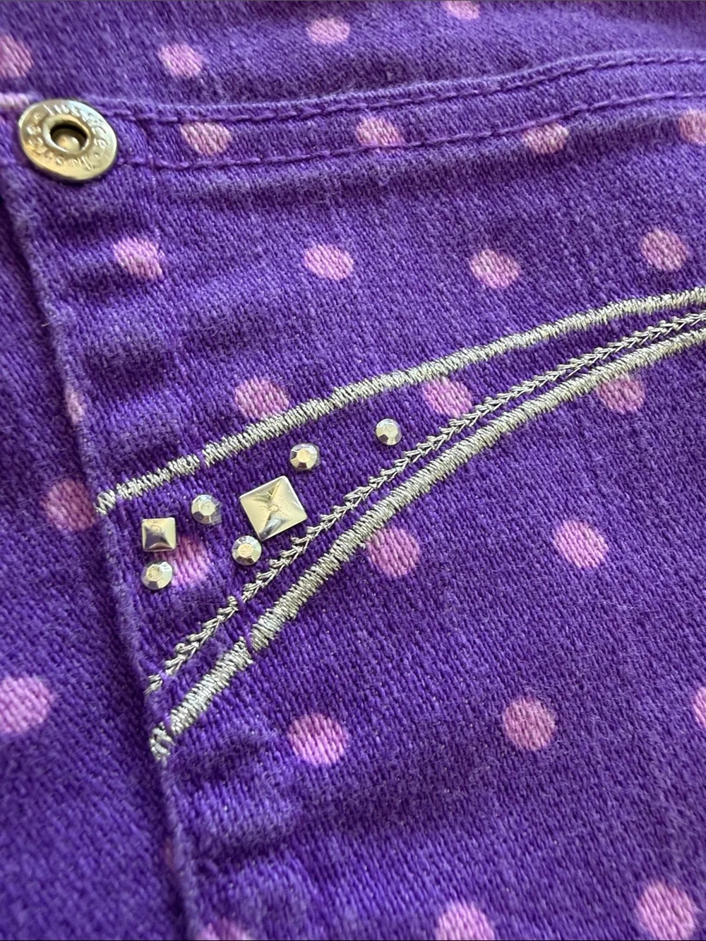 Justice Girls Purple Polka Dot Bedazzled Pocket Shorts Size 14 Regular
